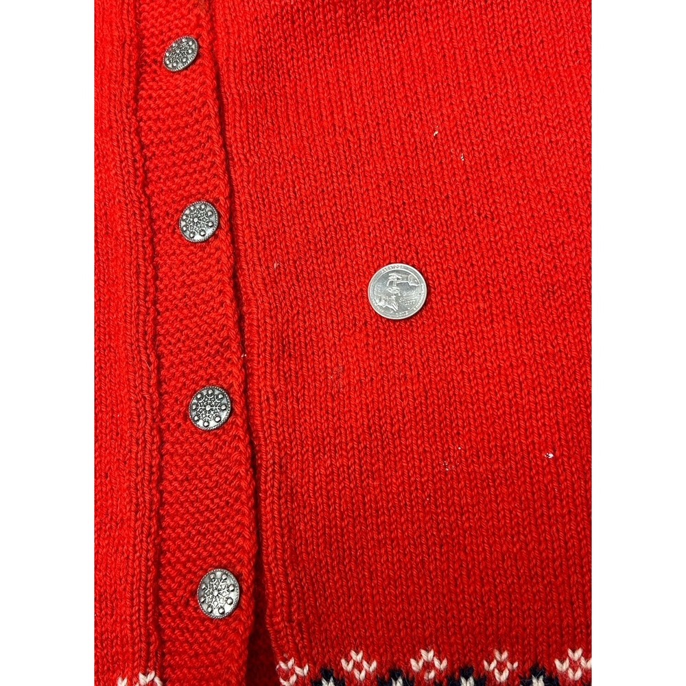 Vintage 1960's Husfliden Lillehammer Red Knit Wool‎ Sweater Made in Norway - Picture 5 of 11